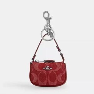 Coach Mini Nolita Bag Charm In Red Signature Denim NWT